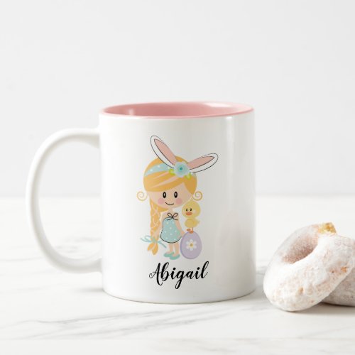 Personalized Easter Bunny Girl Chick Mug Blonde