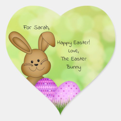 Personalized Easter Bunny Heart Sticker to Kids 