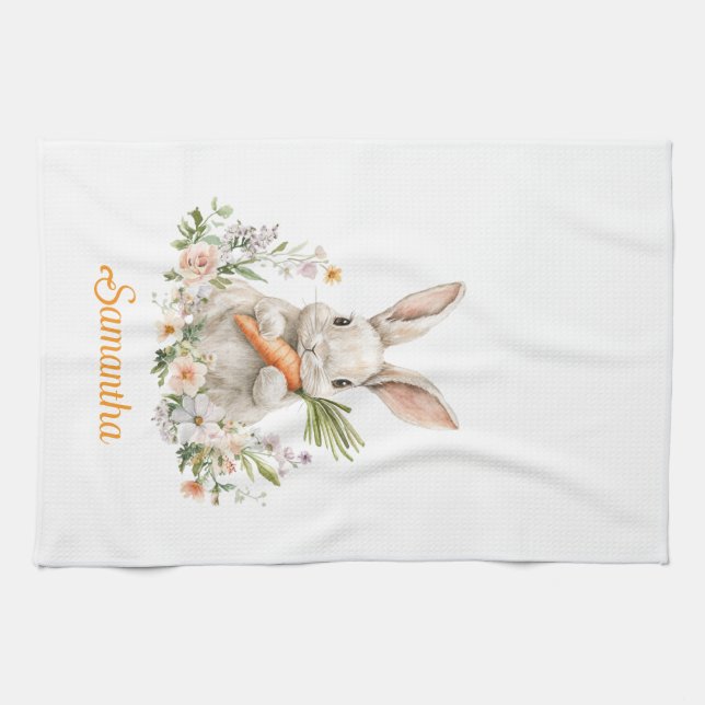 Personalized Easter Bunny Kitchen Towel  (Horizontal)