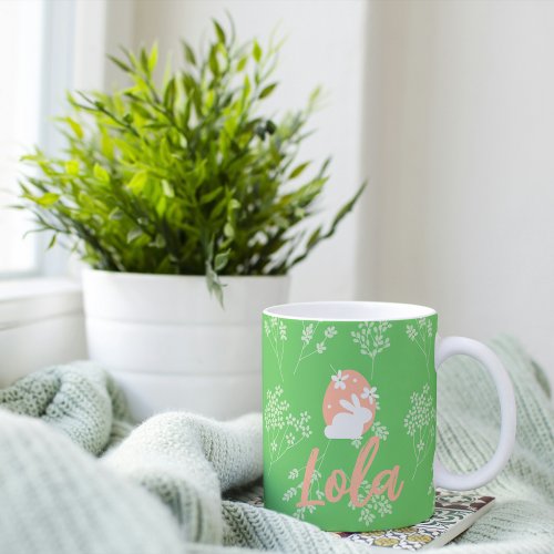 Personalized Easter Bunny Mug _ Green  Pink