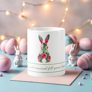 Personalized Easter Bunny Mug with Floral Design