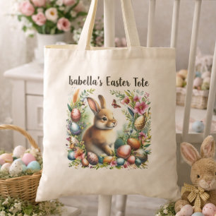 Personalized Easter Bunny Name Design Tote Bag