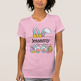 Personalized Easter Bunny Name Pastel Bow T-Shirt