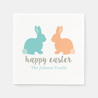 Personalized Easter Bunny Napkins Blue