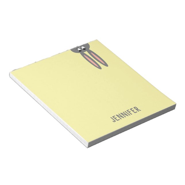 Personalized Easter Bunny Pastel Yellow Kids Notepad (Angled)