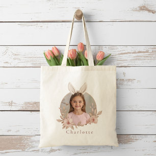 Personalized Easter Bunny Photo Tote Bag 