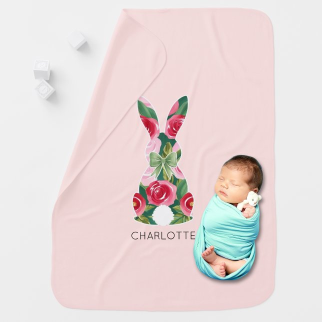 Personalized Easter Bunny Pink Fleece Blanket (Personalized Easter Bunny Pink Fleece Blanket)