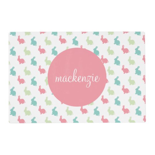 Personalized Easter Bunny Placemat Pink