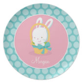 Personalized Easter Bunny Plate Unique Easter Gift (Front)