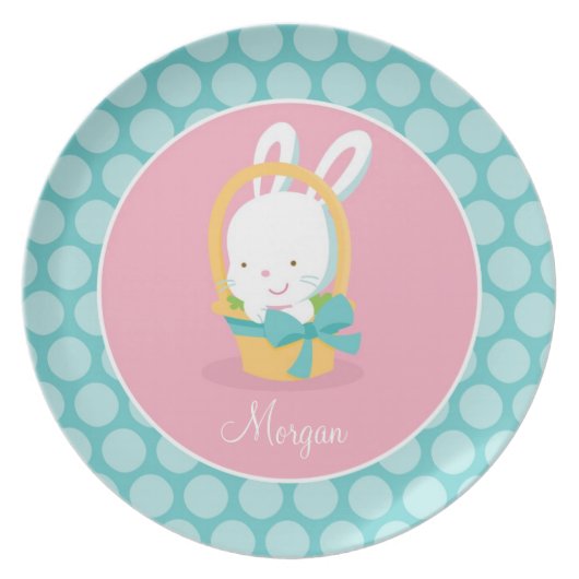 Personalized Easter Bunny Plate Unique Easter Gift (Front)