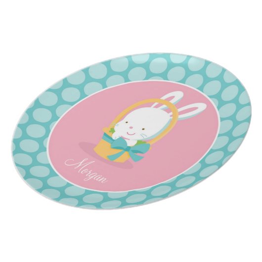 Personalized Easter Bunny Plate Unique Easter Gift (Left Side)