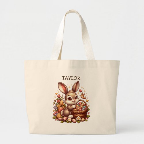 Personalized Easter Bunny Rabbit Large Tote Bag