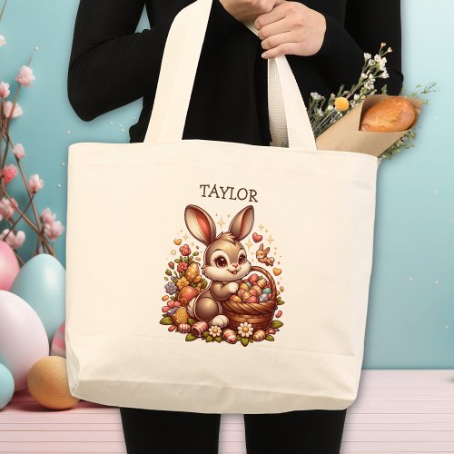 Personalized Easter Bunny Rabbit Large Tote Bag