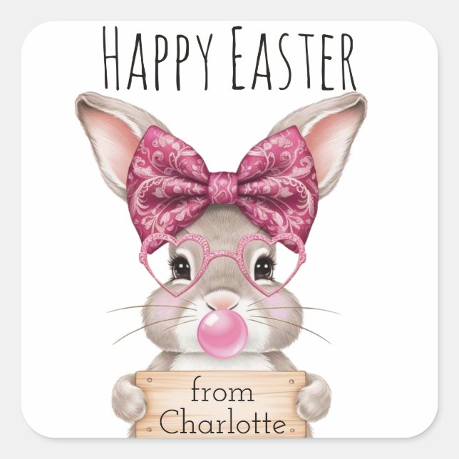 Personalized Easter Bunny Stickers for Kids (Front)