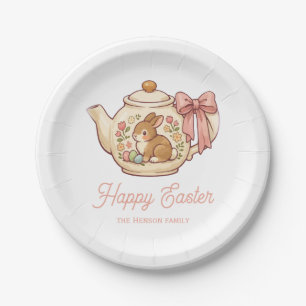 Personalized Easter Bunny Teapot Floral Party Paper Plates