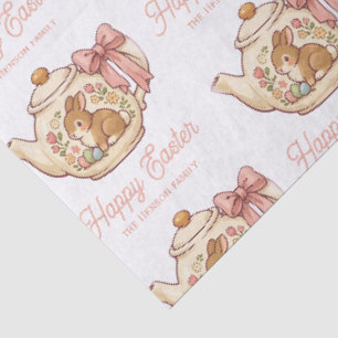 Personalized Easter Bunny Teapot Floral  Tissue Paper