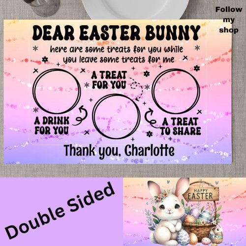 Personalized Easter Bunny Treat Two_Sided Placemat