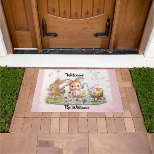 Personalized Easter Bunny Welcome Doormat