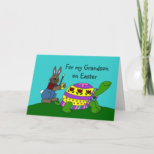 Personalized Easter card with a turtle (Front)