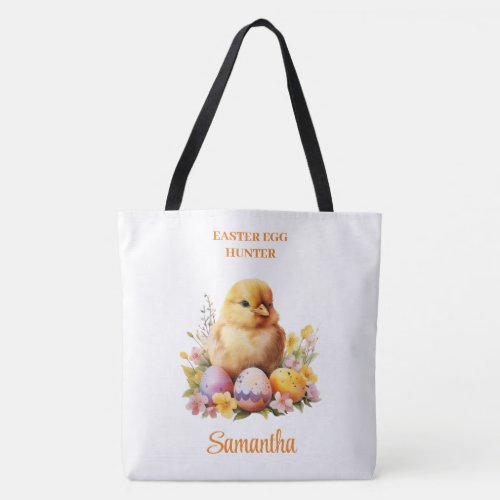 Personalized Easter Chick Egg Hunt Tote Bag