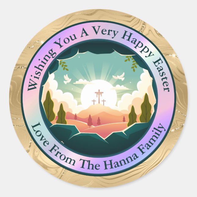 Personalized Easter | Church and Sunday School Classic Round Sticker (Front)