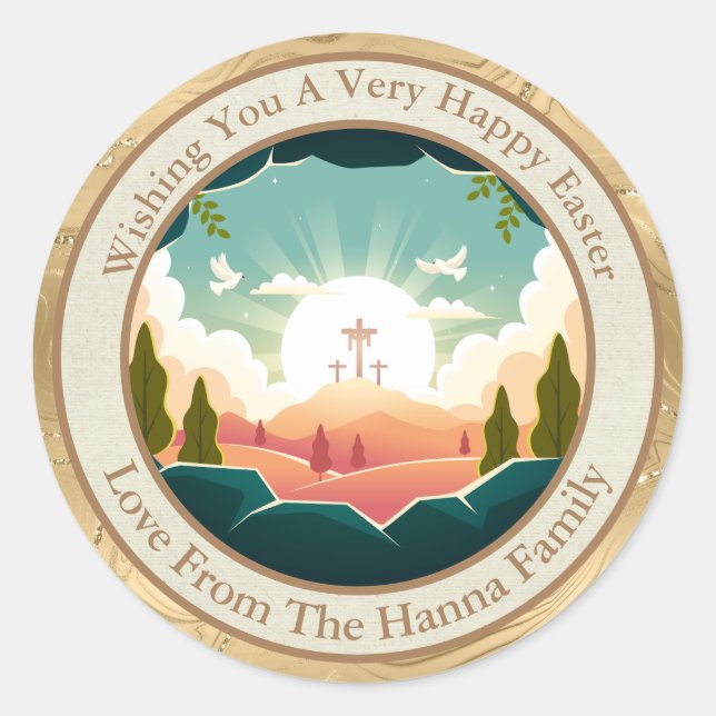 Personalized Easter | Church and Sunday School Classic Round Sticker (Front)