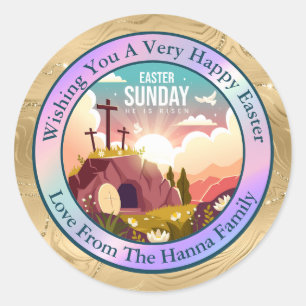 Personalized Easter   Church and Sunday School Classic Round Sticker