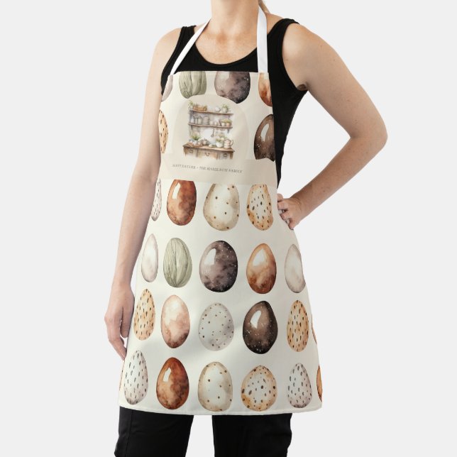 Personalized Easter Cream & Brown Vintage Kitchen Apron (Insitu)