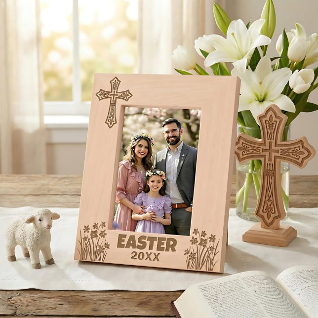 Personalized Easter Cross with Daffodils Engraved Frames (Creator Uploaded)