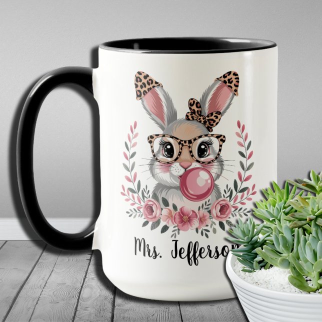 Personalized Easter Easter Bunny Pink Bubblegum  Mug (Creator Uploaded)