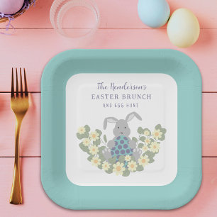 Personalized Easter Egg Hunt Brunch Bunny Floral Paper Plates