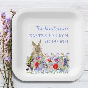 Personalized Easter Egg Hunt Brunch Bunny Floral Paper Plates