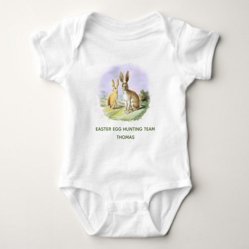 Personalized Easter Egg Hunting Team Bunny  Baby Bodysuit