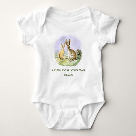 Personalized Easter Egg Hunting Team Bunny  Baby Bodysuit