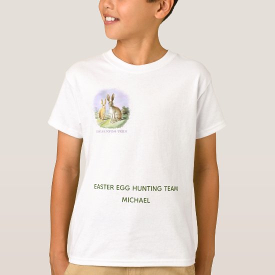 Personalized Easter Egg Hunting Team Bunny Boy's T-Shirt