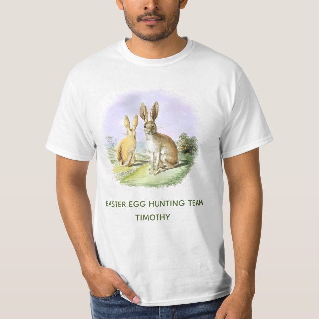 Personalized Easter Egg Hunting Team Bunny Men's T T-Shirt (Front)