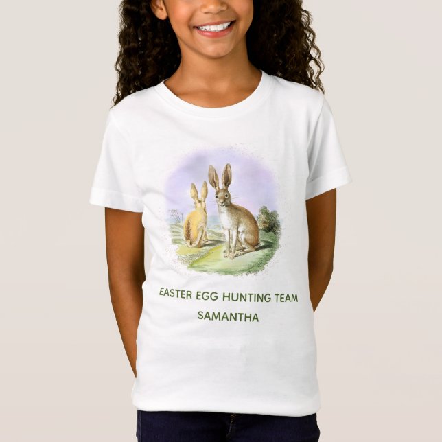 Personalized Easter Egg Hunting Team Bunny T-Shirt (Front)