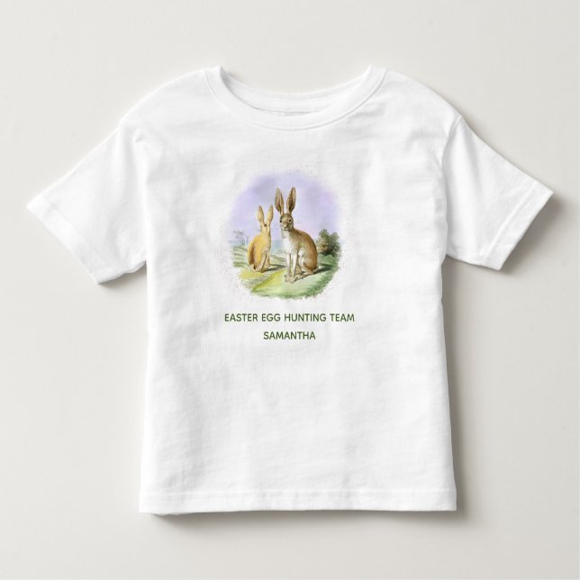 Personalized Easter Egg Hunting Team Bunny  Toddler T-shirt (Front)