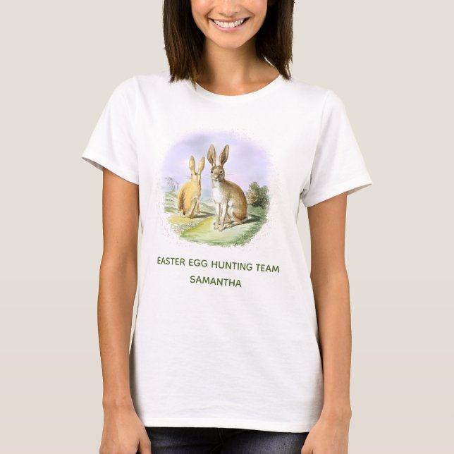 Personalized Easter Egg Hunting Team Bunny Women's T-Shirt (Front)