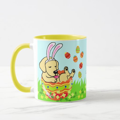 Personalized Easter Egg Yellow Labrador Cartoon Mug 