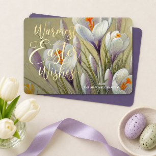 Personalized Easter Floral Photo Gold Foil Holiday Card