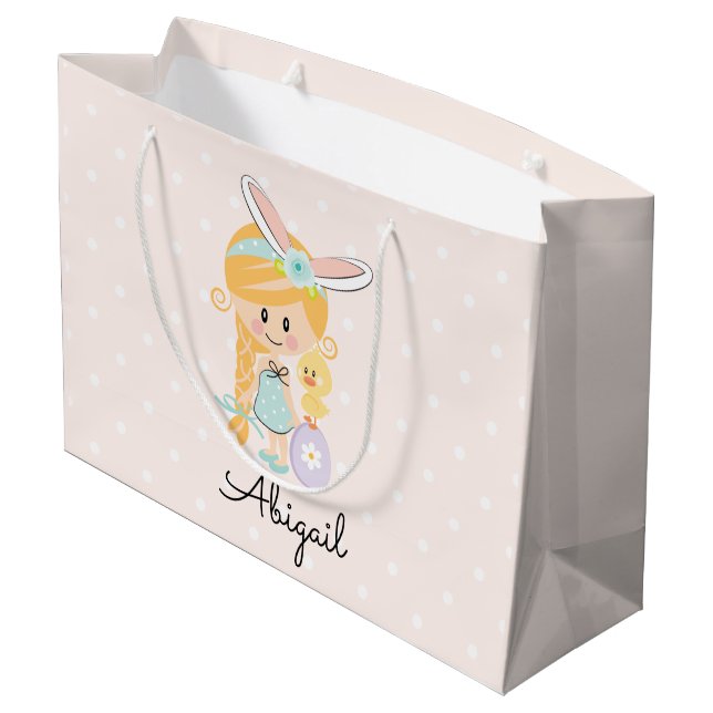 Personalized Easter Gift Bag Bunny Headband Blonde (Back Angled)