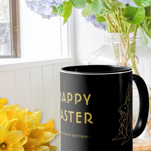 Personalized Easter Minimalistic Black and Gold Mug