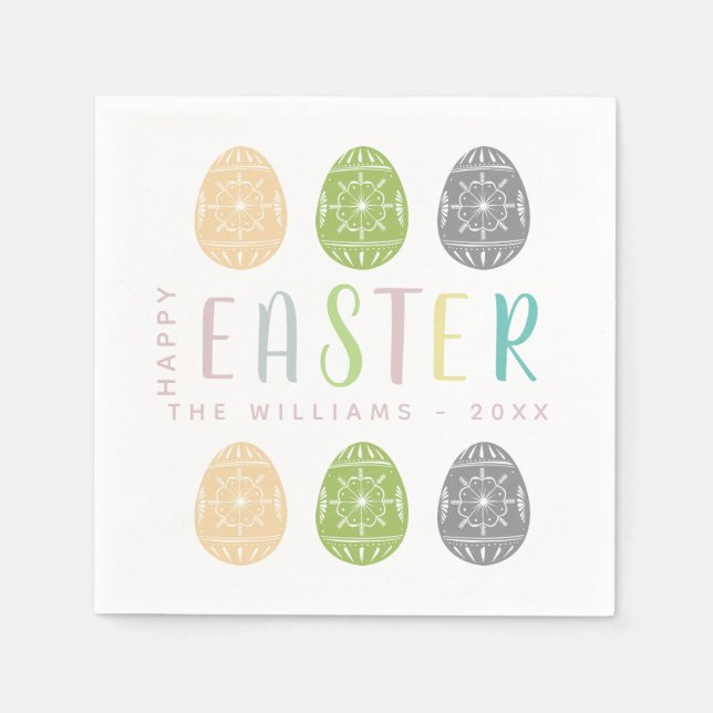 Personalized Easter Paper Napkins Elegant Modern (Front)