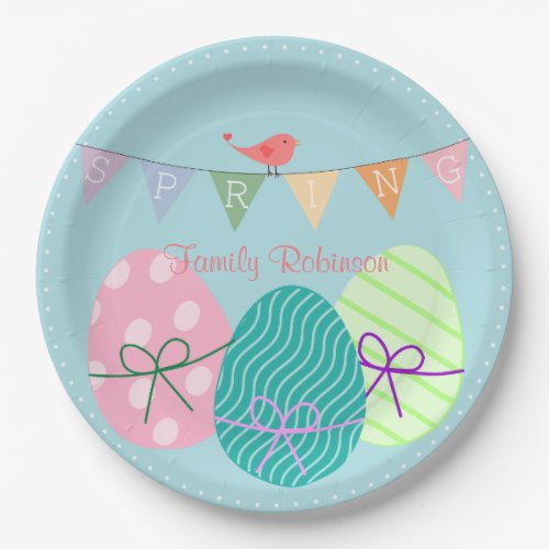 Personalized Easter Paper Plates Cute Eggs