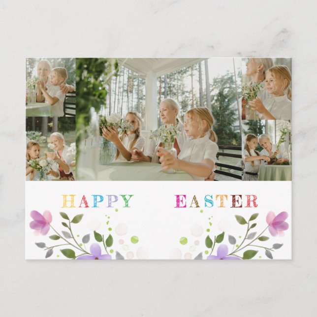 Personalized Easter Photo Collage Postcard - Custo (Front)