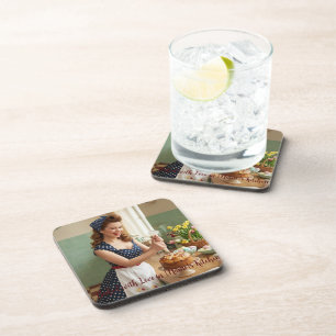 Personalized Easter Pin-Up Kitchen Drink Coaster