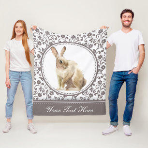 Personalized Easter Rabbit Floral design Fleece Blanket