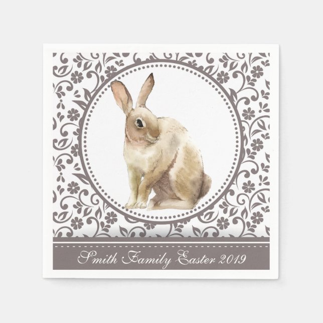 Personalized Easter Rabbit Floral Napkins (Front)