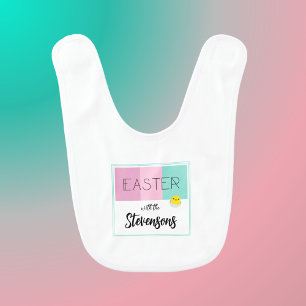 Personalized 'Easter stripes' baby Bib